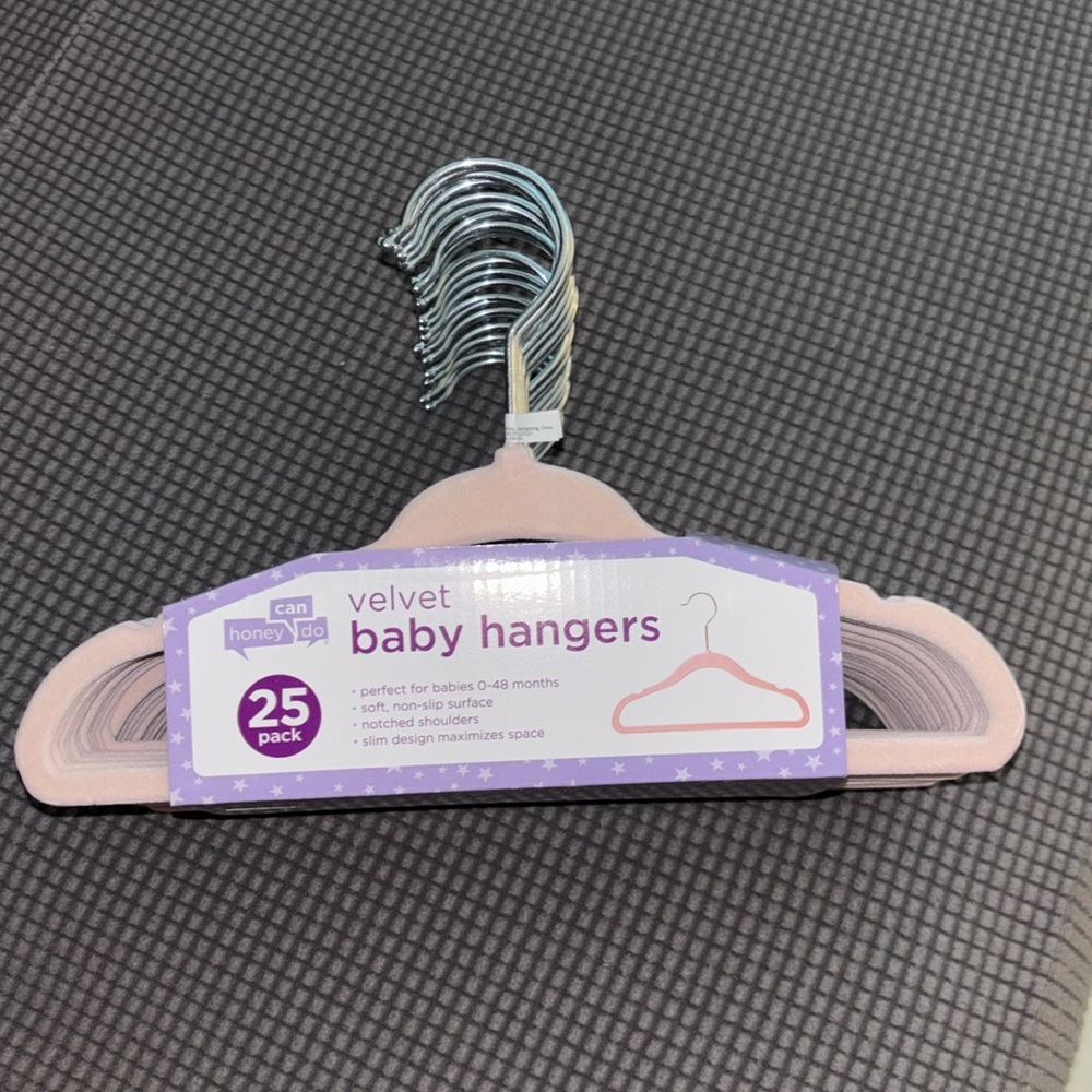Velvet pink  baby hangers 25 pack